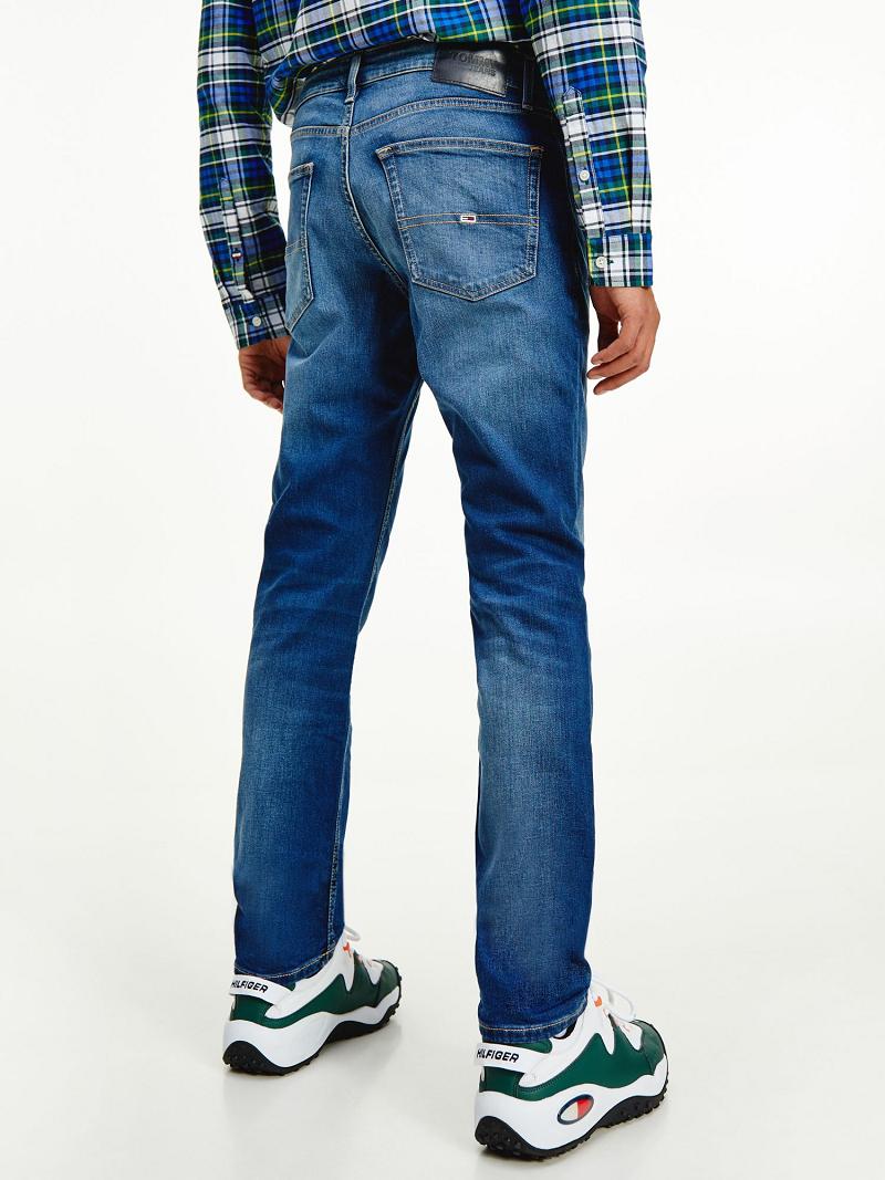 Férfi Tommy Hilfiger Slim Fit Medium Wash Farmer Nadrág Kék | HU 1168GSO